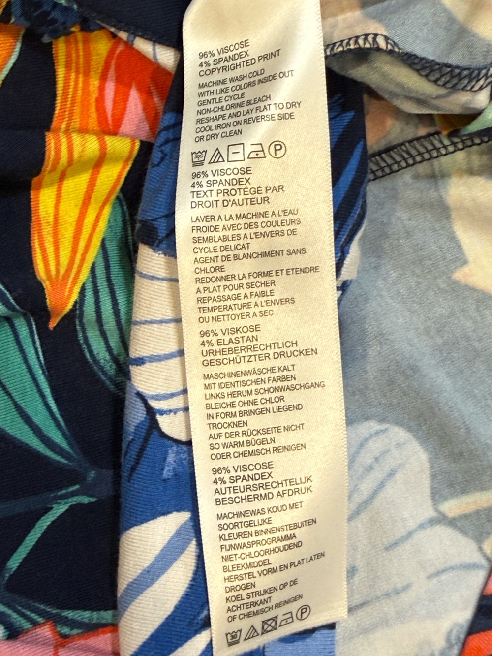 Tommy Bahama Navy Hibiscus Shift Dress with Coral and Green Accents - Picture 10 of 10